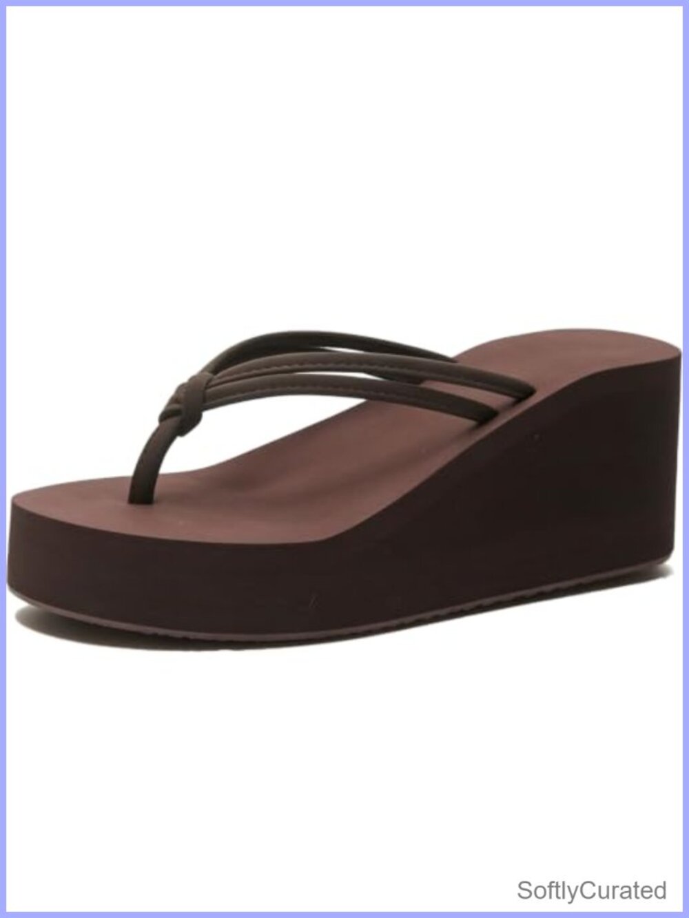 Wedge Flip Flops Womens Faux Leather Platform Thong Sandals